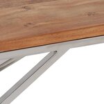 vidaXL Table basse argenté acier inoxydable et bois massif d'acacia