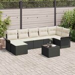 vidaXL Ensemble de canapé de jardin avec coussin 8 Pièces Noir Poly rotin