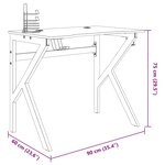 vidaXL Bureau de jeu avec pieds en forme de K Noir 90x60x75 cm