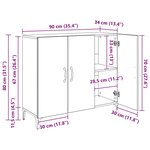 vidaXL Buffet Chêne noir 34 x 90 x 80 cm Bois d'ingénierie