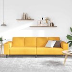 vidaXL Sofa en tissu avec coussin Jaune clair Tissu en velours côtelé