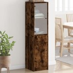 vidaXL Buffet avec porte en verre chêne fumé 35x37x142 cm