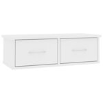 vidaXL Étagère murale et tiroirs Blanc 60x26x18 5 cm Bois d'ingénierie