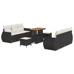 vidaXL Ensemble de canapé de jardin 9 Pièces Noir polyrotin