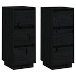 vidaXL Buffets 2 Pièces Noir 32x34x75 cm Bois massif de pin