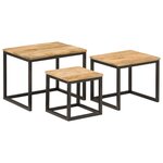 vidaXL Tables basses gigognes 3 Pièces bois massif de manguier et fer