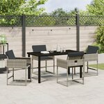 vidaXL Ensemble de salle à manger de jardin 5 pièces avec coussins en rattan poly gris clair