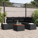 vidaXL Ensemble de canapé de jardin avec coussin 5 Pièces Noir Poly rotin