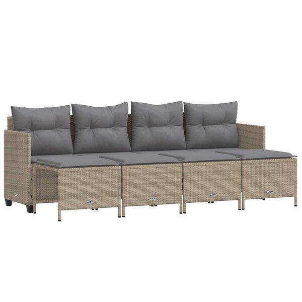 vidaXL Salon de jardin avec coussins 5 Pièces beige résine tressée