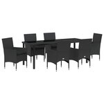 vidaXL Ensemble de salle à manger de jardin 7 pièces avec coussins en rotin synthétique noir