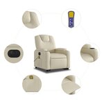 vidaXL Fauteuil inclinable de massage électrique crème similicuir