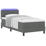 vidaXL Lit à ressorts avec matelas Gris foncé 90 x 200 cm tissu