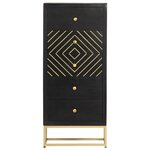 vidaXL Armoire à tiroirs Noir et doré 45x30x105 cm Bois de manguier