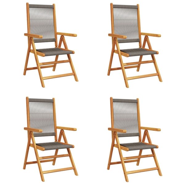 vidaXL Chaises inclinables de jardin lot de 4 gris bois massif acacia