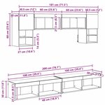 vidaXL Unités murales TV avec LED 6 Pièces Chêne noir Bois d'ingénierie