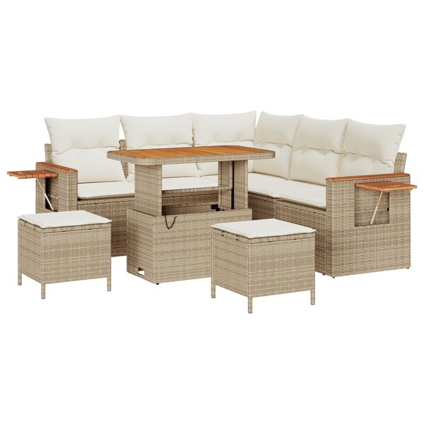 Ensemble de canapés de jardin 8 pièces vidaXL avec coussins beige en poly rotin