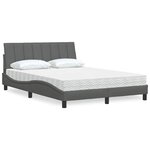 vidaXL Lit avec matelas gris foncé 140x190 cm tissu