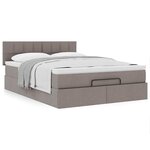 vidaXL Lit ottoman avec matelas taupe 140x190 cm tissu
