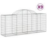 vidaXL Paniers à gabions arqués 9 Pièces 200x50x80/100 cm Fer galvanisé