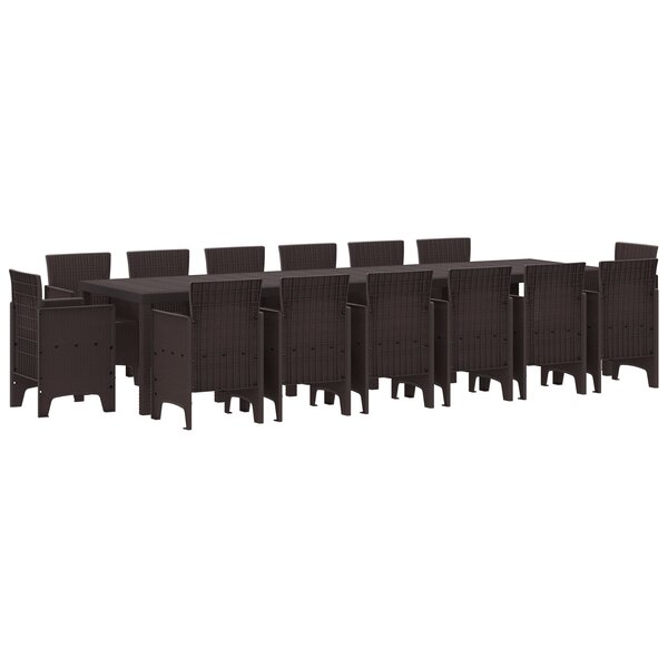 vidaXL Ensemble de salle à manger jardin de 15 pièces en Rattan marron