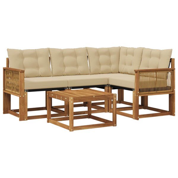 vidaXL Ensemble de canapés d'extérieur 5 pc Naturel et Beige