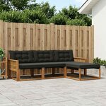 vidaXL Ensemble de canapés d'extérieur 4 pc Naturel et noir