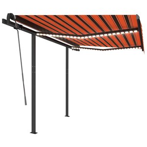 vidaXL Auvent manuel rétractable avec LED 3x2 5 m Orange et marron