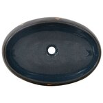 vidaXL Vasque à poser noir et bleu ovale 59x40x15 cm céramique
