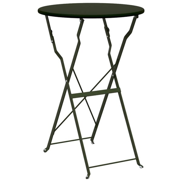 vidaXL Table Bistro Pliante Vert Foncé Ø50 x 71 cm  en Acier Revêtu de Poudre