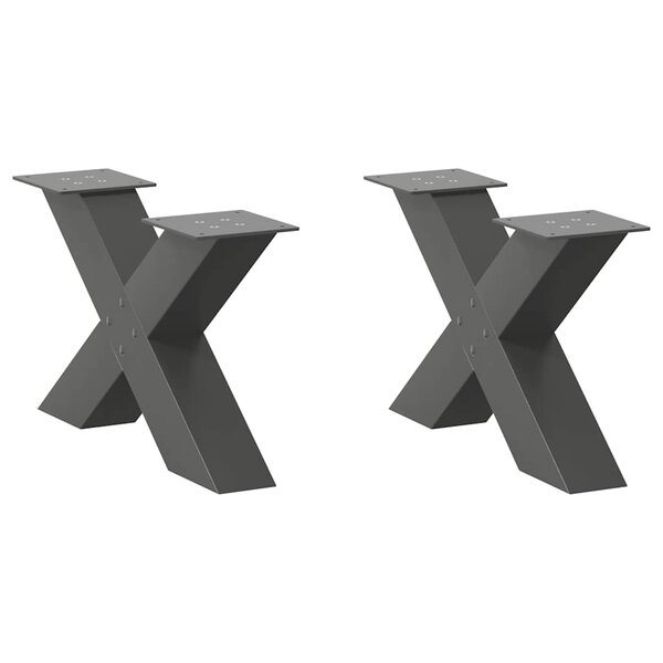 vidaXL Pieds de table basse en forme de X 2 pièces Anthracite 60 x (30-31) cm Acier