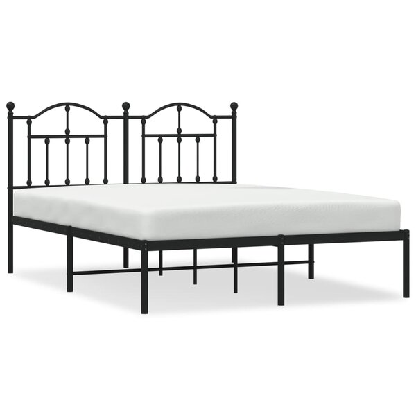 vidaXL Cadre de lit métal sans matelas avec tête de lit noir 140x200cm