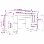 vidaXL Bureau avec porte Chêne noir 140 x 50 x 75 cm Bois d'ingénierie