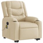 vidaXL Fauteuil inclinable de massage électrique Crème Tissu