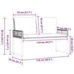 vidaXL Banc extérieur Gris 118 x 55 x 82 cm Rotin PE et tissu