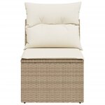vidaXL Canapé de jardin sans accoudoirs coussins beige résine tressée