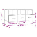 vidaXL Meuble TV gris béton 102x36x50 cm bois d'ingénierie