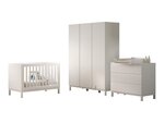 Ensemble Chambre eva lit bébé 60x120 + commode + plan à langer + armoire 3 portes blanc