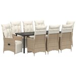 vidaXL Ensemble de salle à manger de jardin de 9 pièces avec coussins beige en poly rattan