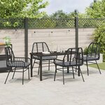 vidaXL Ensemble de dîner de jardin 5 pièces avec coussins Noir Rattan Poly