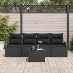 vidaXL Ensemble de canapé de jardin 5 Pièces Noir 55 x 55 x 37 cm