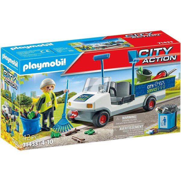 PLAYMOBIL 71433 - Agent d'entretien voirie avec véhicule électrique