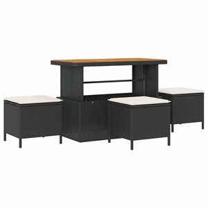 vidaXL Ensemble de salle à manger pour jardin Noir polyrotin