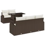 vidaXL Ensemble de Canapés de Jardin 6 Pièces avec Coussins Marron Poly Rotin
