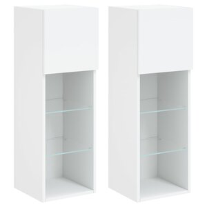 vidaXL Meubles TV avec lumières LED 2 Pièces blanc 30 5x30x90 cm