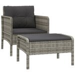 Salon de jardin meuble d'extérieur ensemble de mobilier 2 pièces avec coussins gris résine tressée 02_0015894
