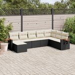 vidaXL Salon de jardin 8 Pièces avec coussins noir résine tressée