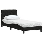 vidaXL Lit avec matelas noir 90x200 cm tissu