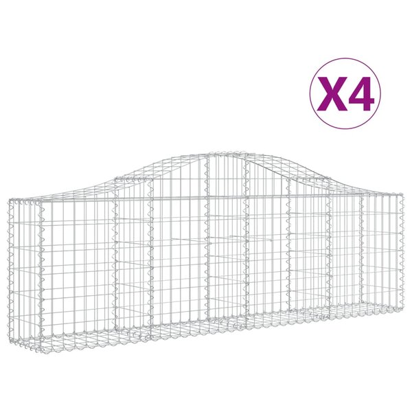 vidaXL Paniers à gabions arqués 4 Pièces 200x30x60/80 cm Fer galvanisé