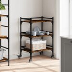vidaXL Chariot de cuisine chêne fumé 50x35x75 5 cm bois d'ingénierie
