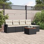 vidaXL Salon de jardin 6 Pièces avec coussins noir résine tressée